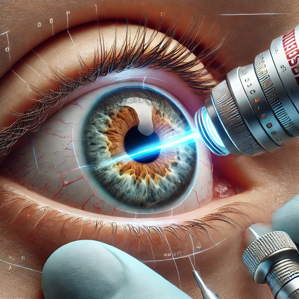 Image: A detailed illustration showing laser depigmentation surgery.