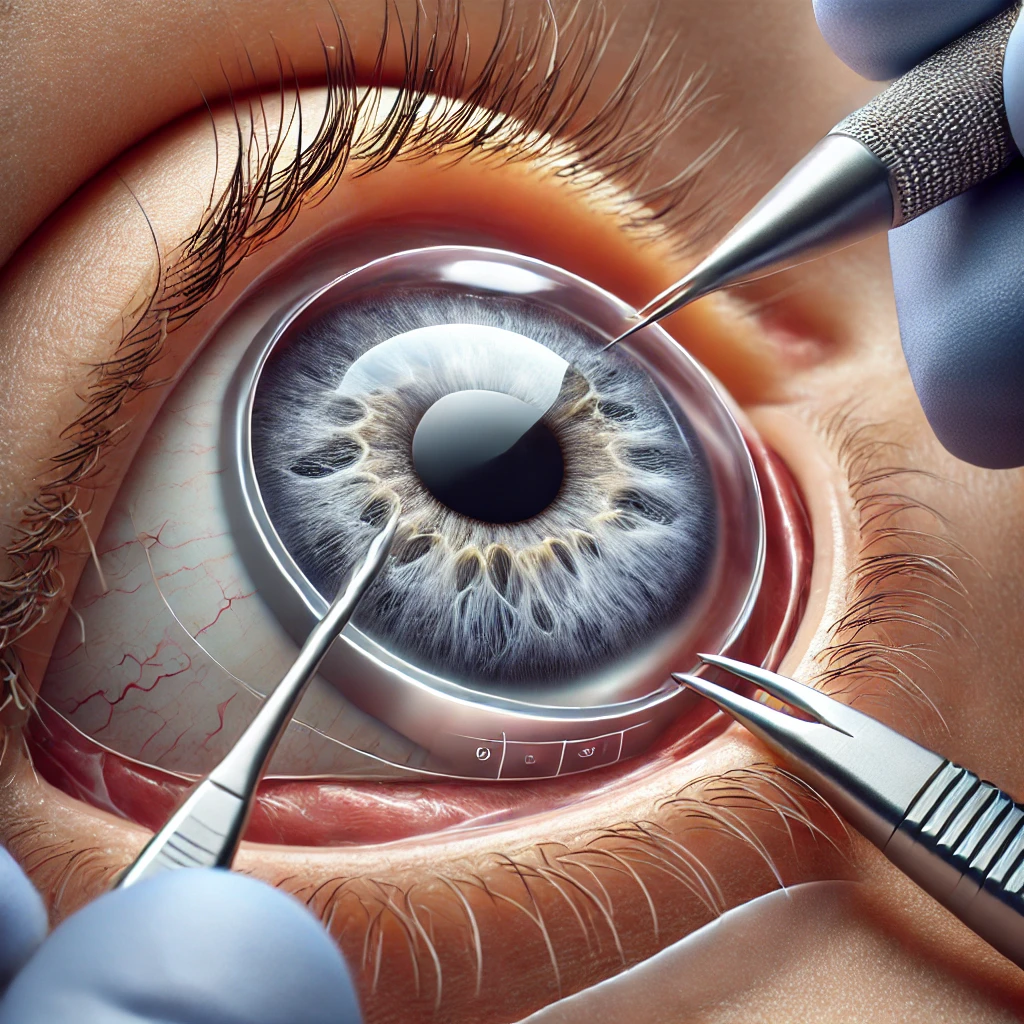 Image: A close-up view of an iris implant surgery procedure.