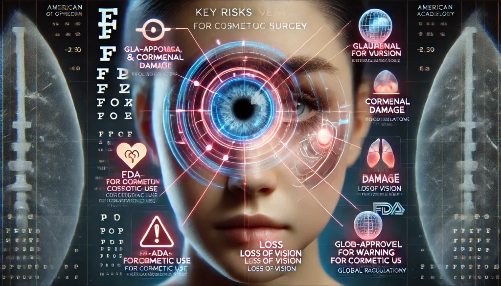 key risks and safety regulations of eye color surgery, including glaucoma